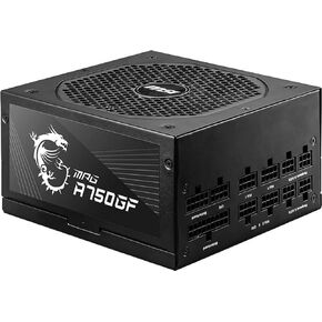 مزود طاقة MSI MPG A750GF، قابس الاتحاد الأوروبي، 750 وات، معتمد من الذهب 80 Plus، PSU ATX وحدات كاملة، دعم وحدة معالجة الرسومات 3 × 6+2 دبوس، مكثفات يابانية 105 درجة مئوية، كابلات سوداء مسطحة، ضمان 10 سنوات