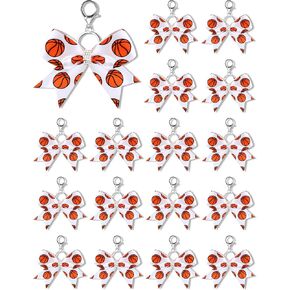 16 Pcs Basketball Bow Keychains with Rhinestones Cheer Bow Keychain Basketball Cheerleading Keyrings Gifts for Women Girls Basketball Accessories Cheerleader Sports Supplies in Kuwait