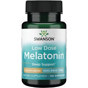 Swanson Melatonin - Herbal Supplement - 120 Capsules, 1mg Each (2 Pack)