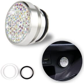 Amiss Bling Car Cigarette Lighter Plug Cover, Automotive Dustproof Plug, Crystal Car Interior Decoration Compatible with Most Vehicles - AB Color