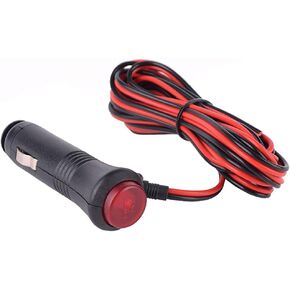 Car Motorbike/Motorcycle 12V-24V Cigarette Lighter Power Supply Adapter Plug Cable with Switch Button Built-in 5A Fuse (3 Meters)