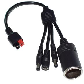 4-in-1 Multi-Function Adapter Cable 5.5mm x 2.1mm / 5.5mm x 2.5mmDC Male Power Plug Cable and 5.5mm x 2.1mm Female Power Plug Cable with Car Cigarette Lighter Cable -1ft