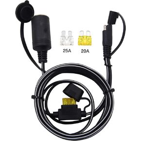 12-24V 6.5FT 14AWG SAE to Female Cigarette Lighter Socket Cable, 14 Gauge SAE 2 Pin Quick Disconnect Connector Wire Harness Extension Charge Cord