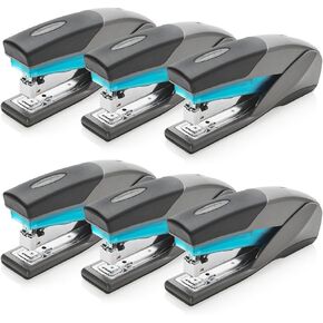Swingline Stapler, 6 Pack, Desktop Stapler, 25 Sheet Capacity, Optima 25 Reduced Effort, Blue/Gray (S7066404CS)