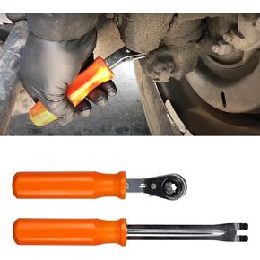 RULLINE 2-Piece Automatic Slack Adjuster Release Tool Set for Air Brake System Adjustment - Includes Fork End Release Tool and Double Square Ratcheting Wrench