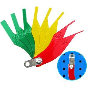 WHEEL CONNECT Brake Lining Thickness Gauge, Measuring Tool for Both Disc and Drum Brake Pads, Made of Steel, 3 Color-Coated, with Hanging Tag.