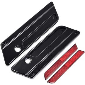 Benlari Saddlebag Black Latch Cover Red Reflectors Aluminum Compatible for Harley Davidson Touring Street Glide Road King 1993-2013
