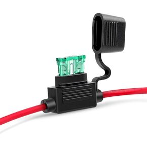 8 AWG Inline Fuse Holder with 32V 40A Blade Fuse, Automotive In-Line Fuse Holder Waterproof Fuse Holder Wire Terminal Connectors for ATM/APM Fuse Blade Fuse Holder with 11.8 Inch Fuse Wire