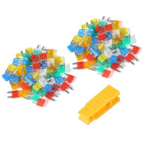 120pcs Blade Fuses Assortment 5A 10A 15A 20A 25A 30AMP Regular Mini ATM/APM Blade Fuses with Fuse Puller for Cars Trucks Boats Automotives