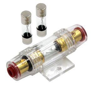 Audio 60 Amp Inline AGU Fuse Holder, Fuse Block Fits 4/8/10 Gauge Wire with Two Fuse 60A