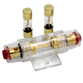 Audio 60 Amp Inline AGU Fuse Holder, Fuse Block Fits 4/8/10 Gauge Wire with Two Fuse 60A