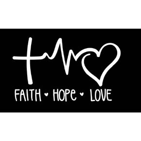 Faith Hope Love Vinyl Decal | White | Made in USA by Foxtail Decals | for Car Windows, Tablets, Laptops, Water Bottles, etc. | 8.0 x 4.75 inch