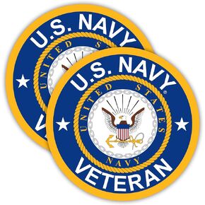 US Navy Stickers and Decals (2 Pack) - Strong Adhesive Waterproof US Navy Veteran Sticker - No Fade, Used for Truck, Car, Laptop, Water Bottle, Boat