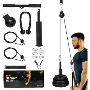 RitFit LAT and Lift Pulley System Pro with Dual Cables and Upgraded Loading Pin, Home and Garage Gym Squat Rack Accessories for Tricep Pull Down,Bicep Curl,Back,Shoulder-Strength Workout