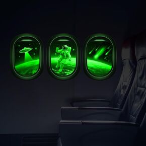Glow in The Dark 3D Space Wall Decals, Set of 3 Galaxy Window Stickers for Wall, Space Themed Room Decor for Kids Boys (Blue)
