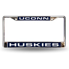 Rico Industries NCAA Connecticut Huskies Laser Cut Inlaid Standard Chrome License Plate Frame