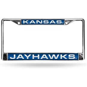 Rico Industries NCAA Kansas Jayhawks Blue Chrome Laser License Frame 12" x 6"