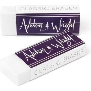 Ashton and Wright - Classic Eraser - Latex Free Plastic Rubber - Pack of 2 White