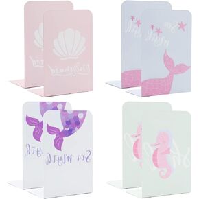 Bookends for Kids, Metal Bookends for Girls, Non-Skid Heavy Duty, Mermaid Cute Book Ends for Shelves Children(5.3 x 4 x 7.5 inches)