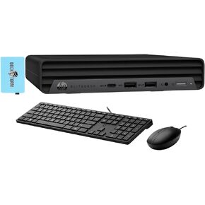 كمبيوتر HP EliteDesk 800 G6 Business Mini Desktop (Intel 8-Core i7-10700T vPro Platform، ذاكرة وصول عشوائي 32 جيجابايت، 1 تيرابايت PCIe SSD، Intel UHD 630، WiFi 6، بلوتوث 5.3، RJ-45، Win 10 Pro) مع لوحة مفاتيح وماوس وDKZ Hub