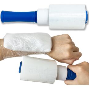 500ft Plastic Wrap for Tattooing Ice Packs Athletic Film with Rotatable Handle Elastic Clear Wrap for Injuries Ice Bags Body Stretch Wrap for Moving Supplies