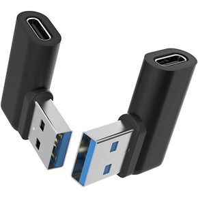 USB C Female to USB A Male Adapter Right Angle, USB C to USB 3.0 Adapter, 90 Degree USB C to USB Adapter, USB Type C to USB Coverter Sync & Charging Adapter for USB C Cable, Hubs, 2Pack