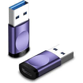 sunshot [10Gbps] USB C Female to USB Male Adapter 2Pack, USB 3.1 A to USB C Adapter SuperSpeed Data Sync. Compatible with Quest Link, Power Bank, Type-C Earphone, iPhone14 13 12 11 Galaxy etc.