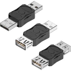 GELRHONR USB to USB Adapter, USB 2.0 Type A Male to Female Extender Conncetor Support 5V/2A Charging 480Mps Data Transfer for Printer, Keyboard, Mouse, Flash Drive, Hard Drive-3PCS(USB to USB)
