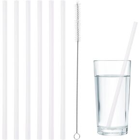 6 Pack Straws Replacement for Hydro-Flask Wide Mouth Bottle Straw Lid with Straw Brush, BPA Free Flask Straws (Fit Wide Mouth)