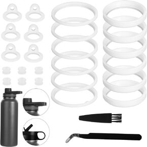 26pcs Water Bottle Lid Replacement for Thermoflask 24/32/40/64oz, Water Bottle Gasket Replacement Silicone Sealing Ring Water Cup Seal Ring for Water Bottle Straw Lid Chug Lid & Chug Spout