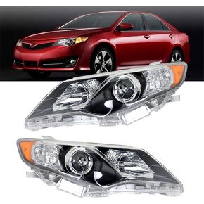 Headlights Front Head Lamps Replacement for 2012-2014 Toyota Camry (SE Style) Chrome Projector Headlights Pair Left+Right Side (Passenger Driver Side)
