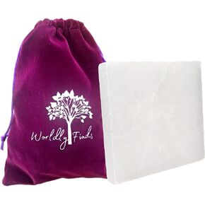 لوحة سيلينيت، قاعدة شحن سيلينيت مربعة 4 بوصات للكريستال وحامل أحجار الشفاء، صينية لوحة كريستال سيلينيت بيضاء مع حقيبة تخزين مخملية (مربع سيلينيت 4 بوصات) in Kuwait