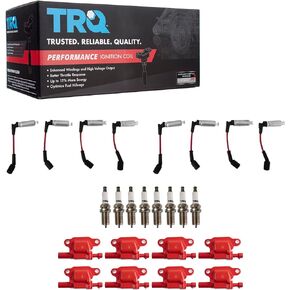 TRQ Performance Ignition Coils Wires & Spark Plugs Compatible with 04-08 Chevrolet GMC