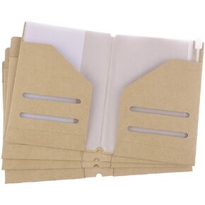 STOBOK Travel Kraft Paper Passport Holder, Kraft Card Sleeve Holder Kraft File Folder Travelers Notebook Accessories Kit with Transparent Pouch, 4 Pack