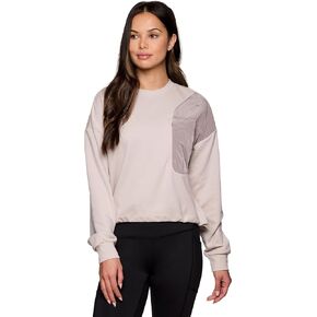 Avalanche Women's Lightweight Crewneck Sweatshirt, Relaxed Fit French Terry/Ripstop Long Sleeve Top with Zipper Pocket