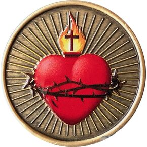 RecoveryChip Sacred Heart Color Medallion with Cross and Flame Serenity Prayer Coin