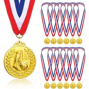 Soccer Medals for Kids, 12 Pack Medal for Awards, Olympic Style Gold Metal Medals with Ribbons for Soccer Team Gifts, Soccer Games Party Favors Prizes for Children Adults, 2 Inches