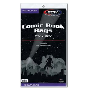(100) Silver Age Thick Size Crystal Clear Comic Book Bags By BCW