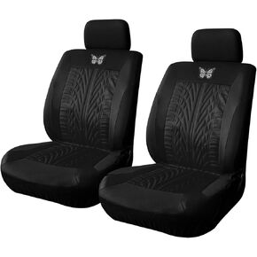 Front Car Seat Covers, 2 Pack Butterfly Automotive Seat Protectors, Car Interior Accessories, Soft & Breathable, Premium Non-Slip Seat Covers for Van, SUV, Truck, Pickup (Beige)