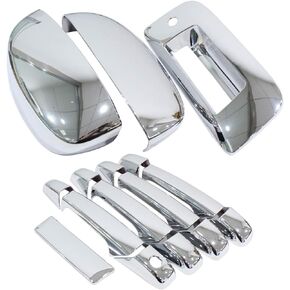 NewYall Pack of 4 Chrome Exterior Outside Outer Door Handle and 2 Upper Half Mirror and Trunk Liftgate Tailgate Handle Cover