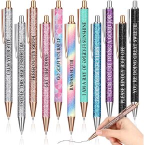 WILLBOND 11 Pcs Word Pens Set Inspirational Pens Congrats Motivational Pens, Spoof Fun Ballpoint Pen Set, Novelty Negative Positive Pens Funny Coworker Office Gifts