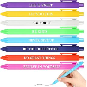 WILLBOND 11 Pcs Word Pens Set Inspirational Pens Congrats Motivational Pens, Spoof Fun Ballpoint Pen Set, Novelty Negative Positive Pens Funny Coworker Office Gifts
