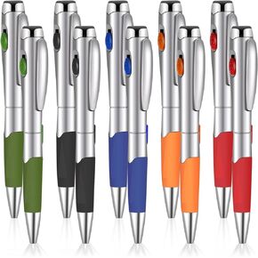 10 Pieces LED Light Up Pens 5 Colors 1.0 Black Ink Pens with Flashlight Ball Point Pens Twist Pens for Girls Boys Students Writing Signature Stationery Office School Class Present