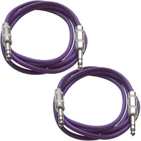 Seismic Audio Speakers ¼" TRS to ¼" TRS Patch Cables, Male to Male, 3 Foot Cable, Orange and Orange