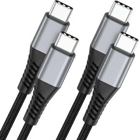 6 inch USB C to C Cable, 0.5ft 3-Pack Short USB C to USB C Charger Cable PD Fast Charging Braided Type C to Type C Cord 60W for Samsung Galaxy S23 Note 20, Moto G8, Google Pixel, iPhone 15 Pro Max