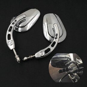 HTTMT MT398A-CD Chrome Big Side Mirrors Compatible with 1984 and up Harley Davidson
