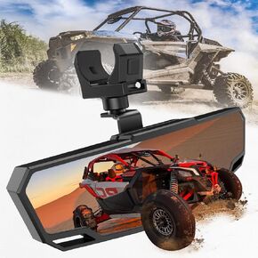 UTV Rear View Mirror, RZR Center Rearview Mirror with 1.5-2" Roll Bar Mount Fit Polaris RZR, Pioneer, Kawasaki Mule/Teryx, Talon, Can Am Maverick X3, Arctic Cat Wildcat