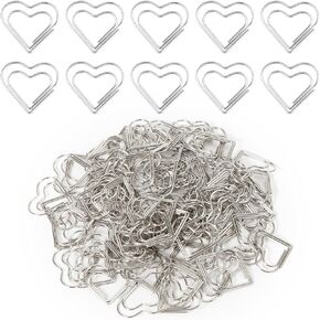 100pcs Mini Paper Clips, Cute Love Heart Paper Clips Stainless Steel Metal Paper Clips Small Bookmarks for Sorting Organizing Crafts Papers Kids Office School Home Use (Silver)