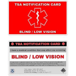 Blind/Low Vision TSA Notification Wallet Air Travel Card Vision Impaired - Quantity (1)