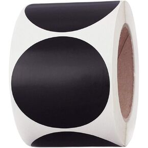 3" Black Color Coding Dot Labels | Permanent Adhesive Round Stickers, Writable Surface - 250 Circle Inventory Stickers Per Roll (Black)
